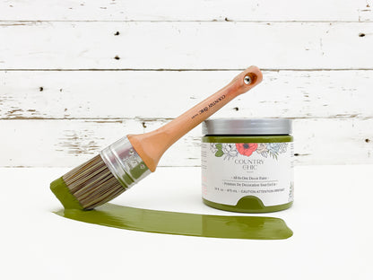 16oz jar of Country Chic Chalk Style All-In-One Paint in the color Secret Garden. Avocado green.