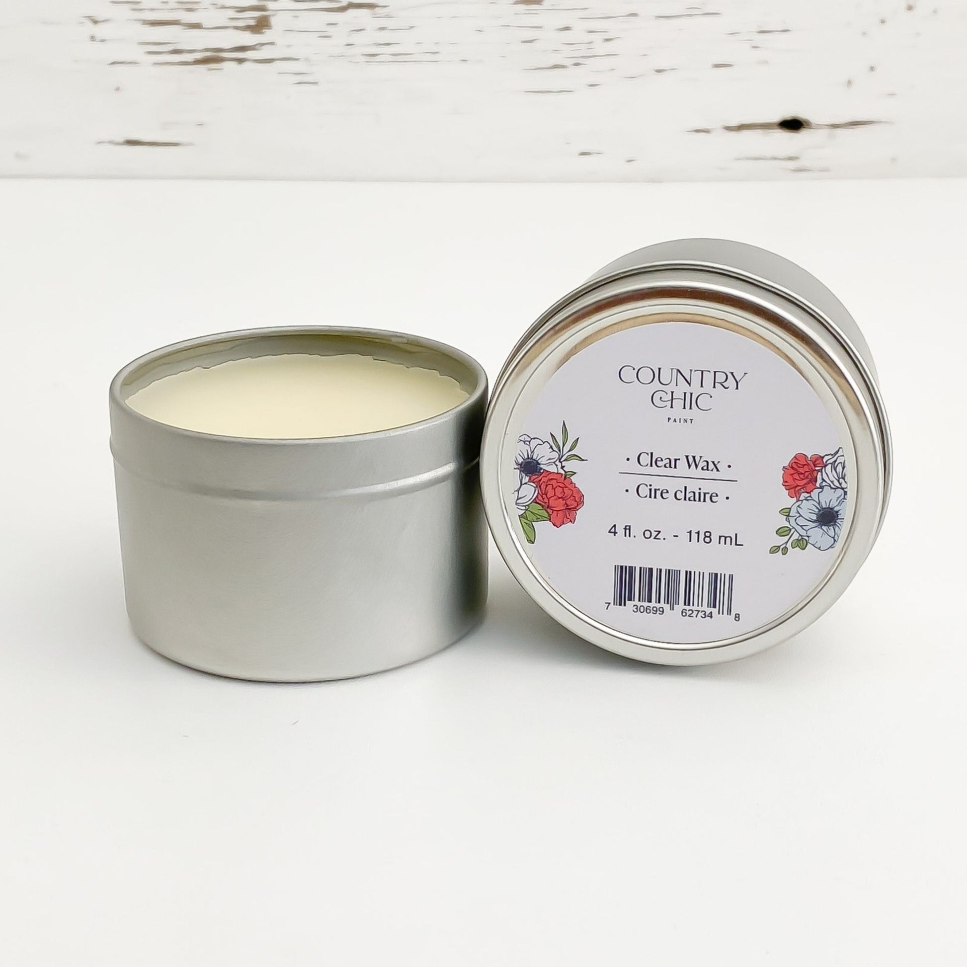 Country Chic Paint Clear Wax colorless furniture wax open jar