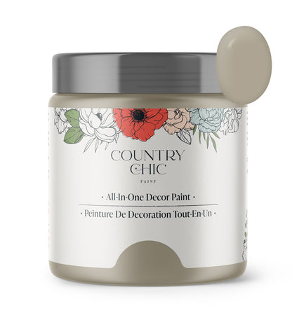 16oz jar of Country Chic Chalk Style All-In-One Paint in the color Soiree. Warm beige.