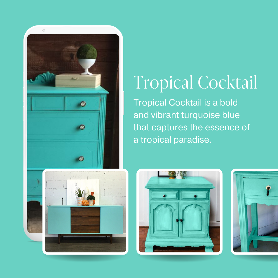 Bright turquoise blue chalk furniture paint Tropical Cocktail by Country Chic Paint furniture examples