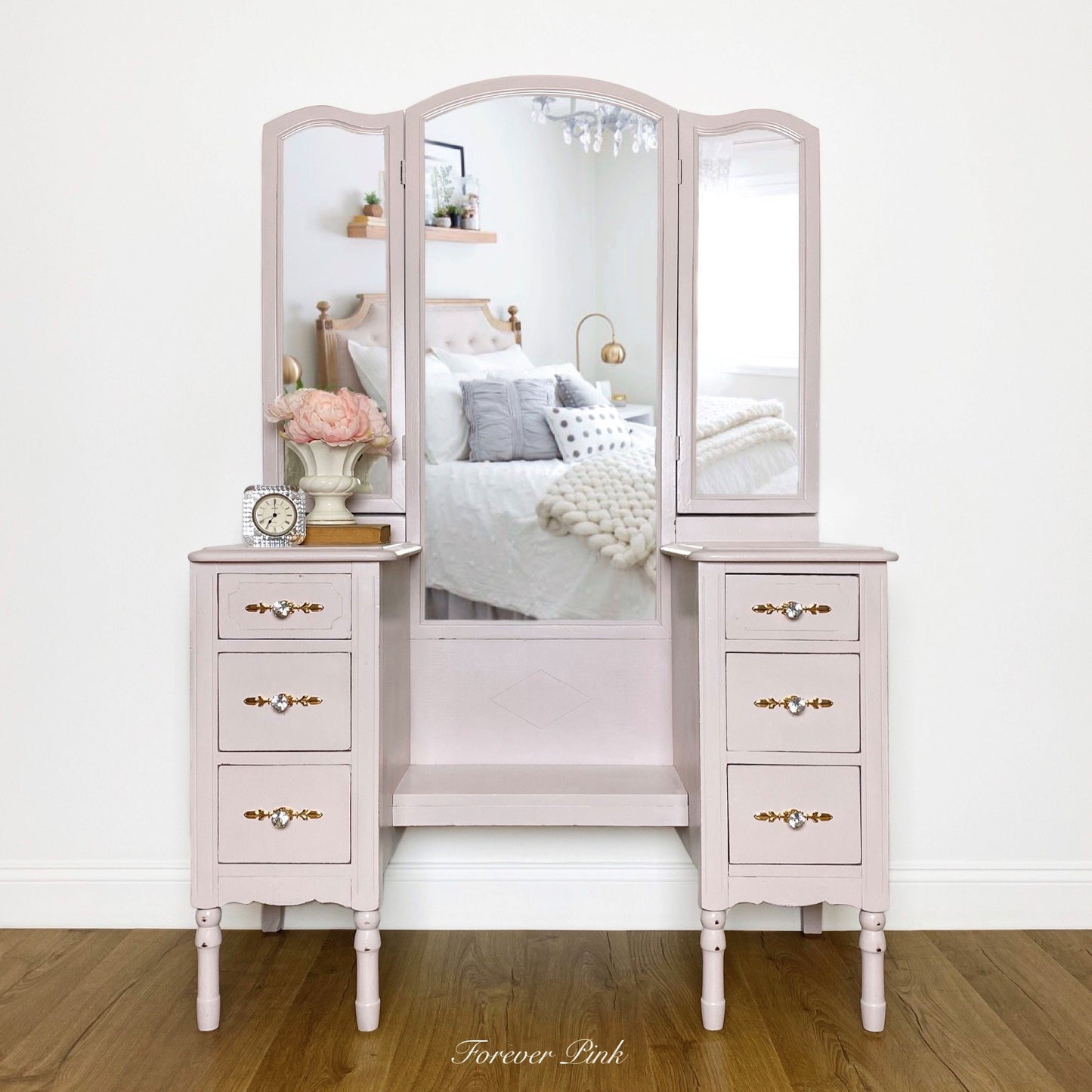 Pastel blush pink purple chalk furniture paint with Driftwood / Darling by Country Chic Paint furniture example