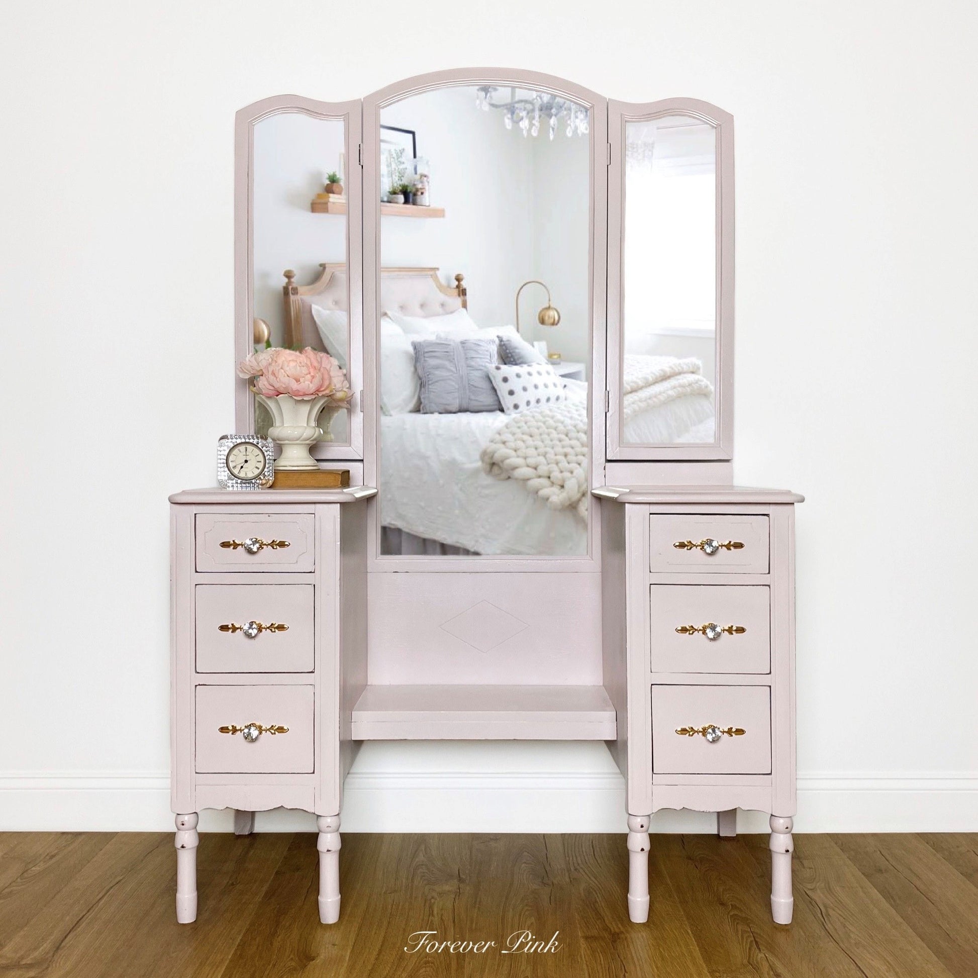 Pastel blush pink purple chalk furniture paint with Driftwood / Darling by Country Chic Paint furniture example