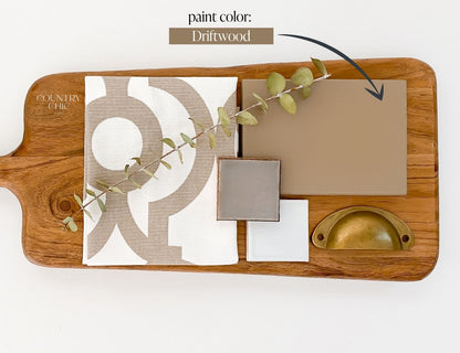 Mood board muted brown color inspiration with Driftwood by Country Chic Paint