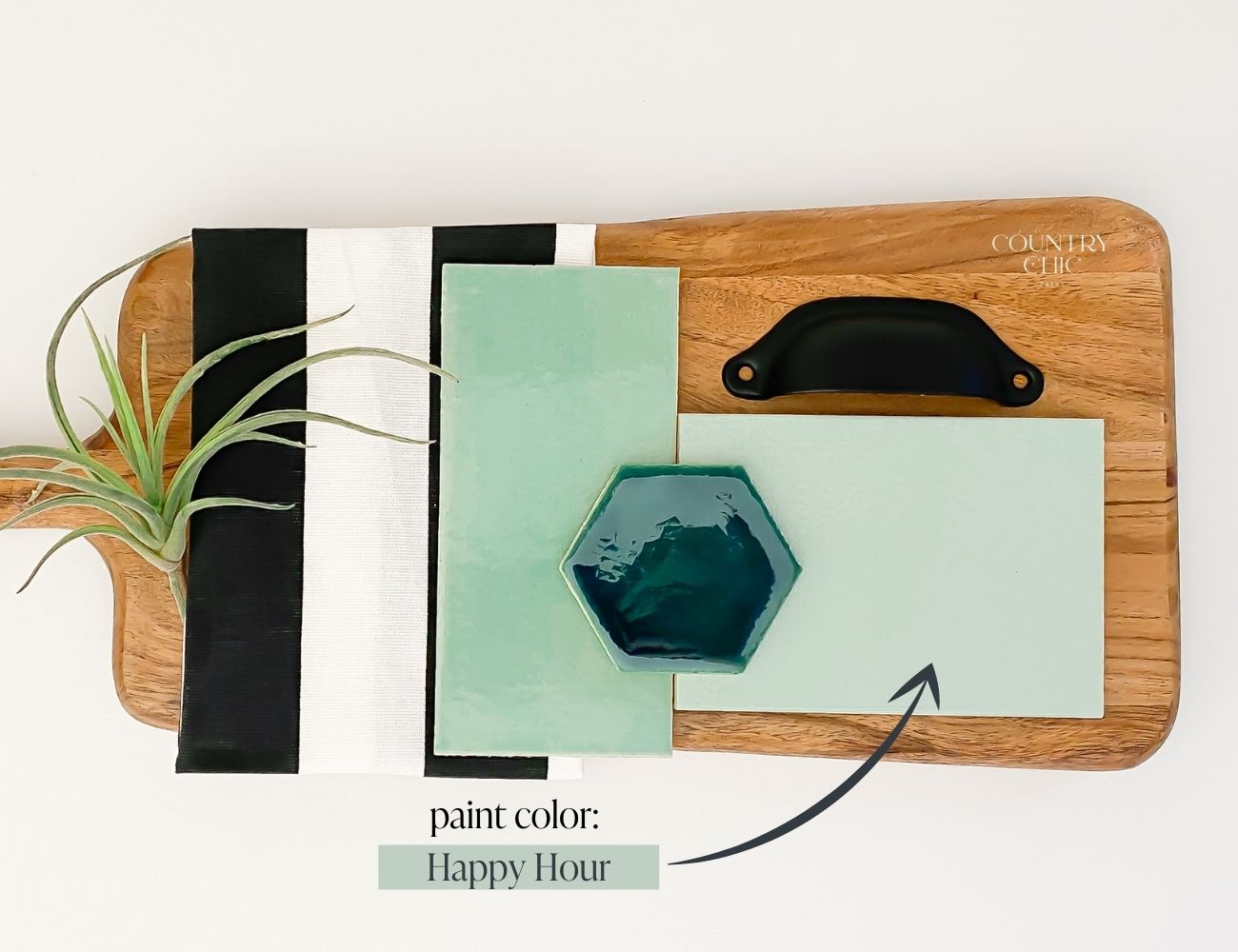 Mood board mint green color inspiration with Happy Hour by Country Chic Paint