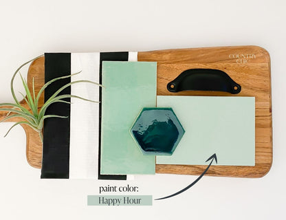 Mood board mint green color inspiration with Happy Hour by Country Chic Paint