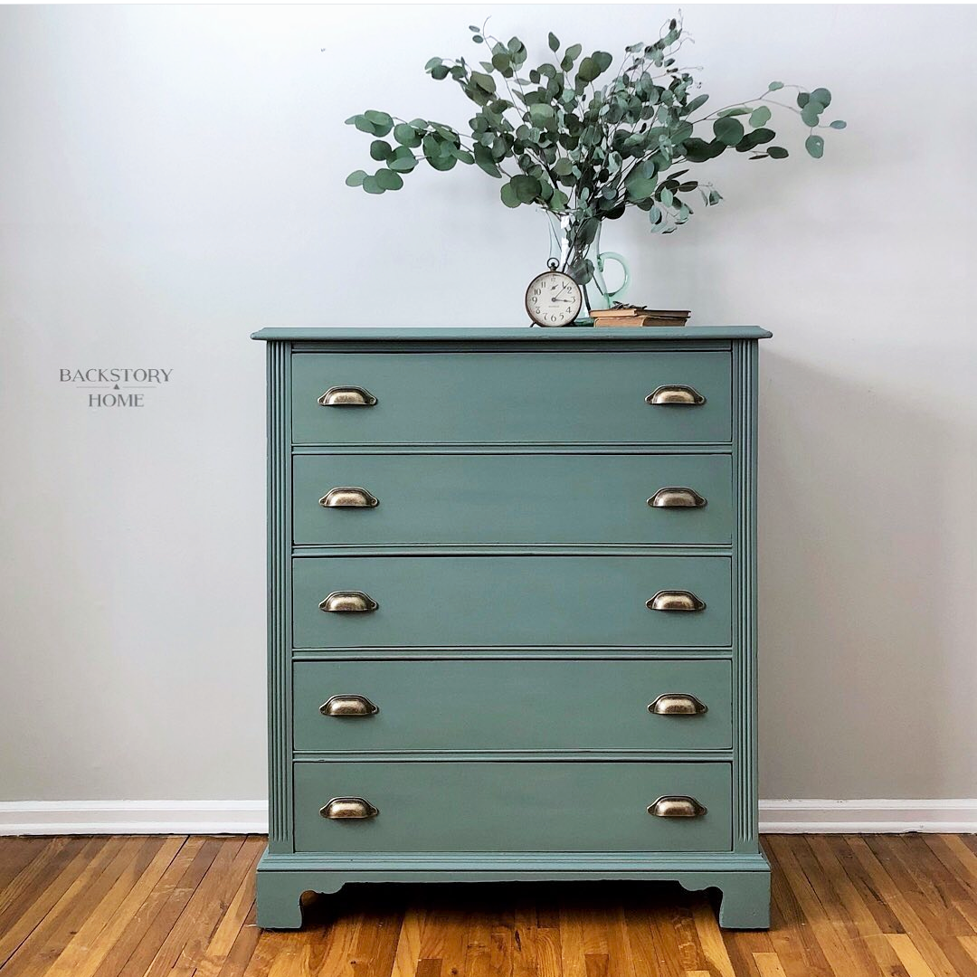 Deep sea green teal chalk furniture paint Wanderess by Country Chic Paint furniture example