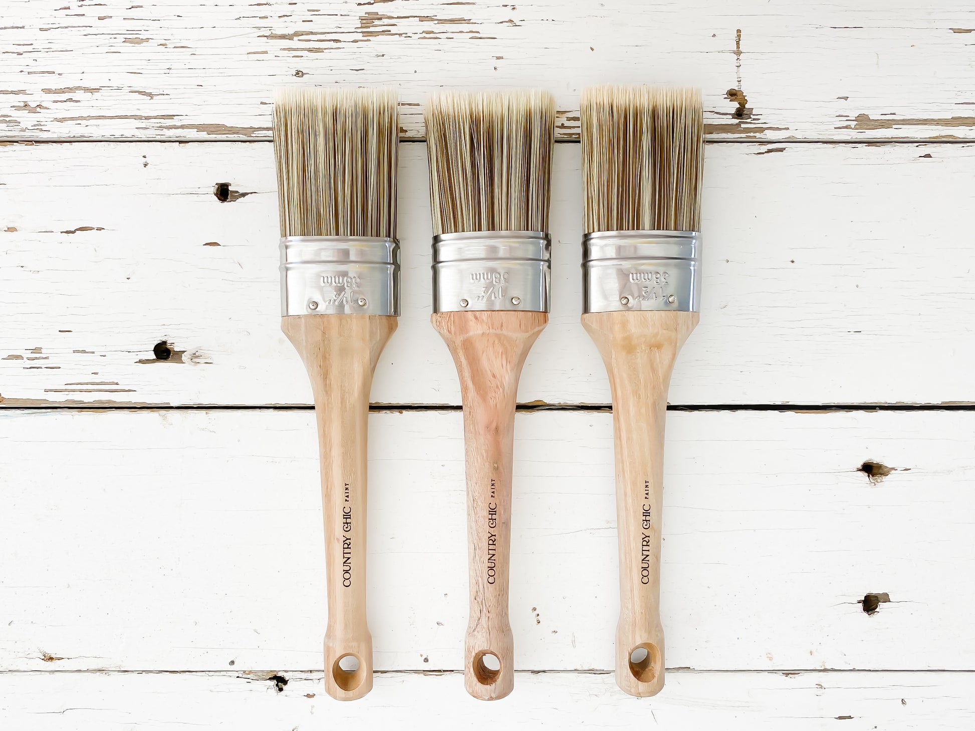 Three 1.5" Country Chic Paint Oval Paint Brushes