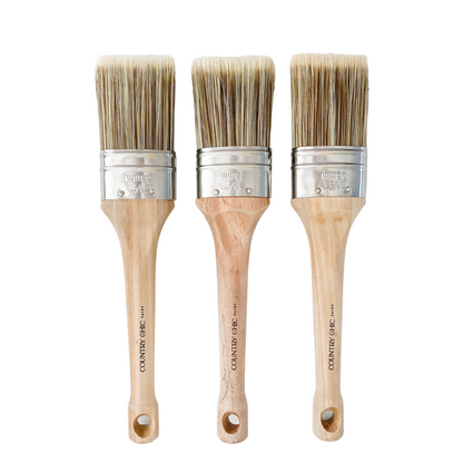 Three 1.5" Country Chic Paint Oval Paint Brushes on White Background