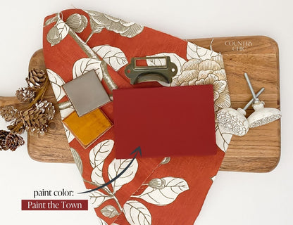 Mood board crimson red color inspiration with Paint the Town by Country Chic Paint