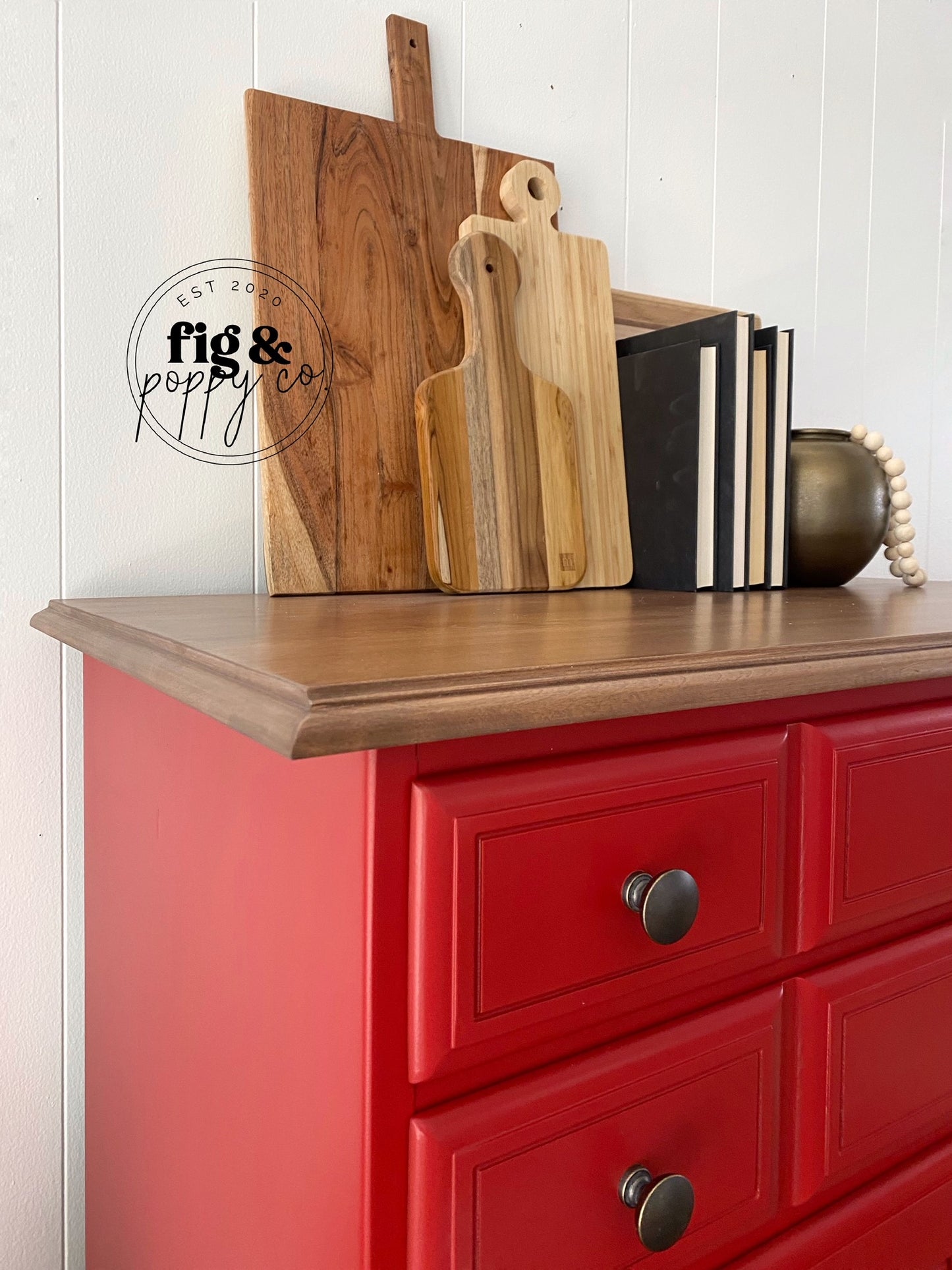 Bright red chalk furniture paint Poppy by Country Chic Paint furniture example