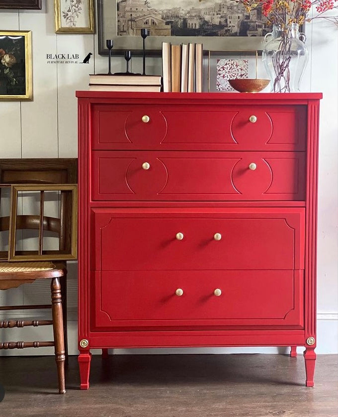 Bright red chalk furniture paint Poppy by Country Chic Paint furniture example