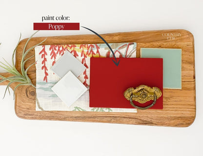 Mood board bold red color inspiration with Poppy by Country Chic Paint