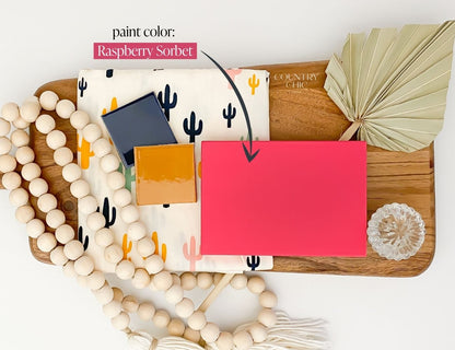 Mood board bright pink color inspiration with Raspberry Sorbet by Country Chic Paint