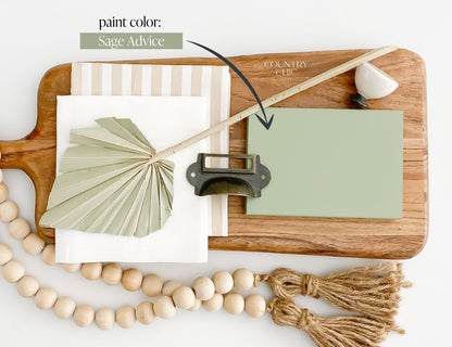 Mood board sage green color inspiration with Sage Advice by Country Chic Paint