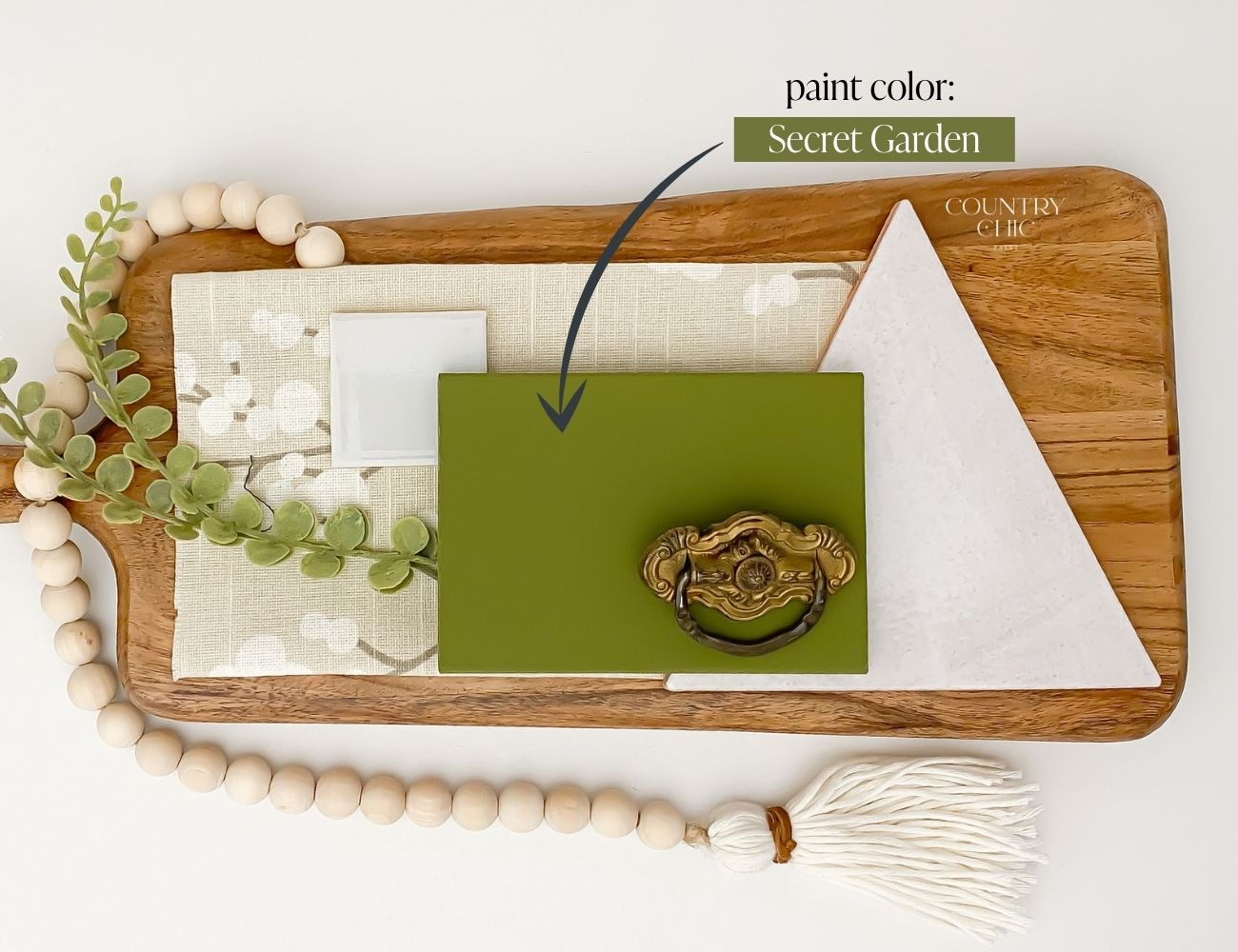 Mood board avocado green color inspiration with Secret Garden by Country Chic Paint