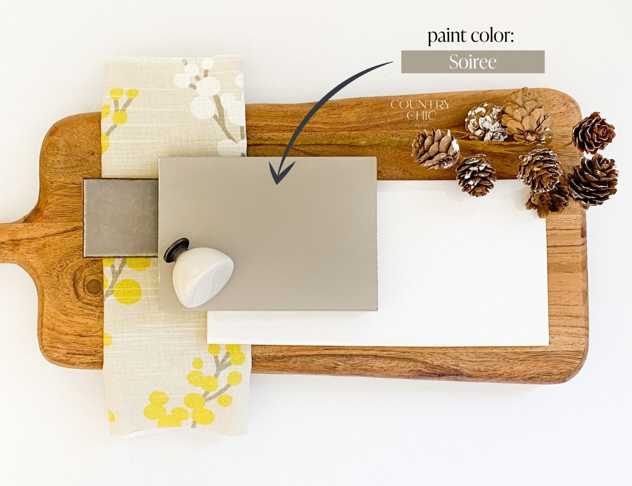 Mood board warm beige color inspiration with Soiree by Country Chic Paint