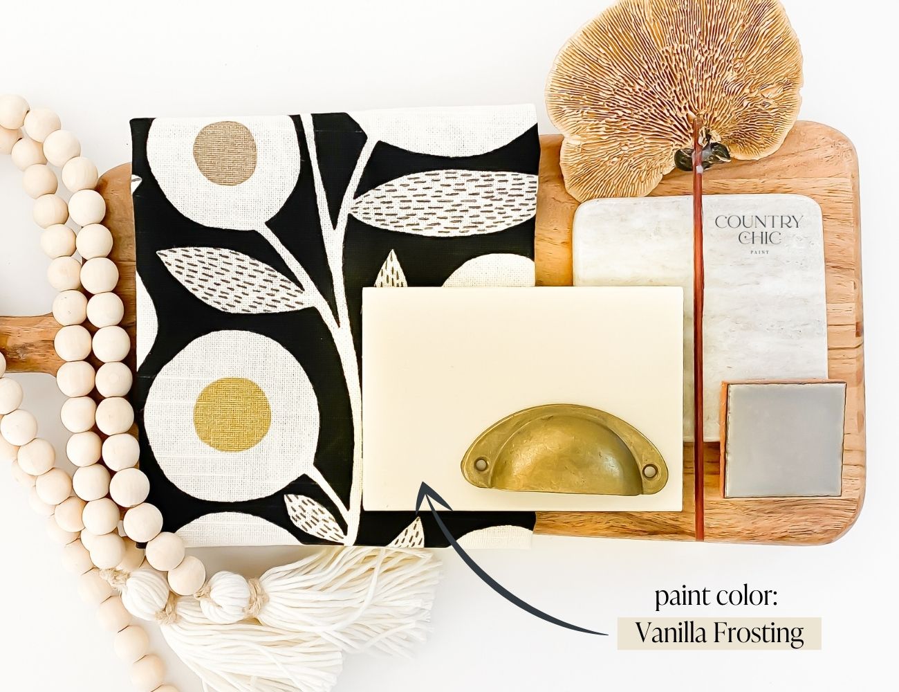 Mood board off white color inspiration with Vanilla Frosting by Country Chic Paint