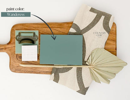 Mood board deep sea green color inspiration with Wanderess by Country Chic Paint