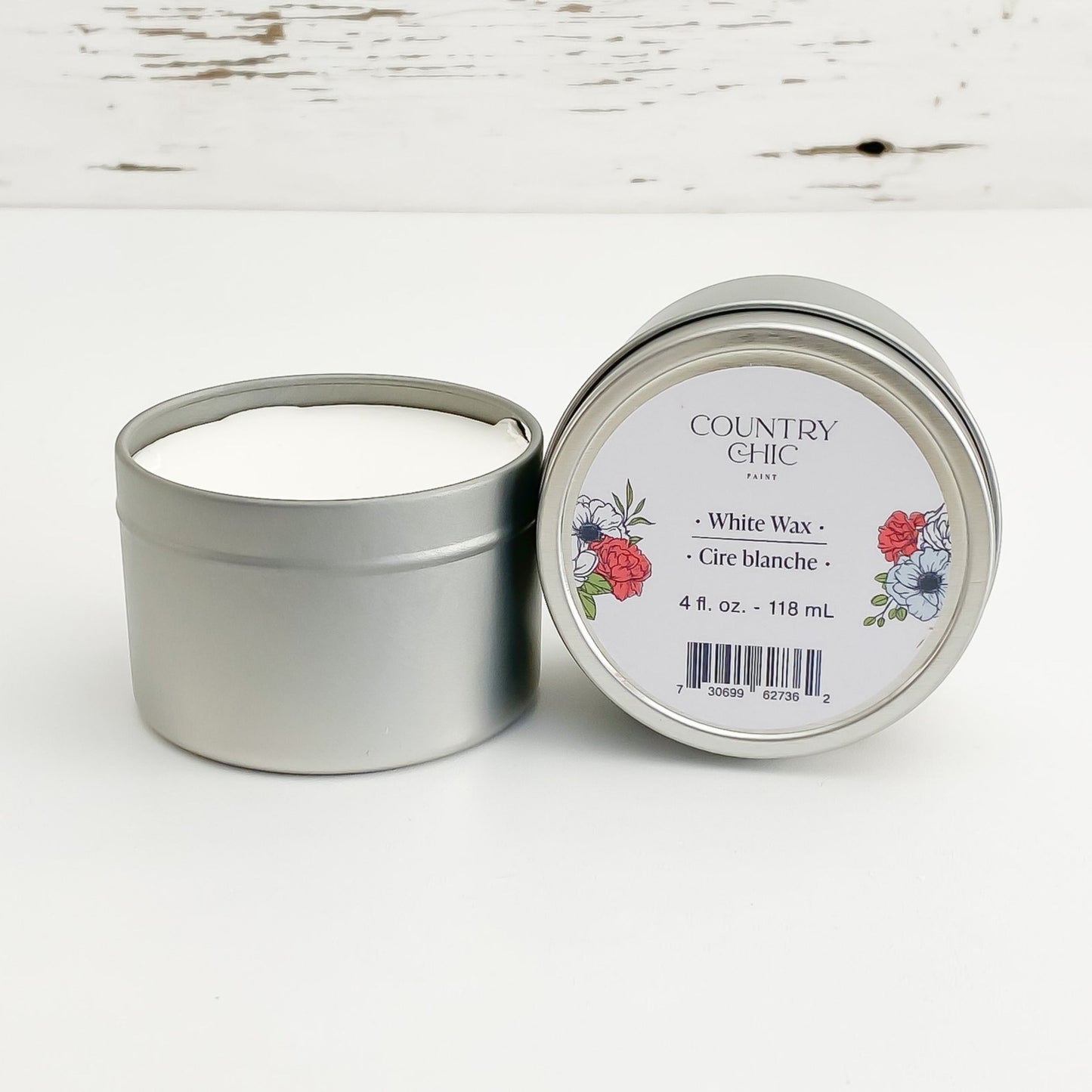 Country Chic Paint White Wax furniture wax open jar