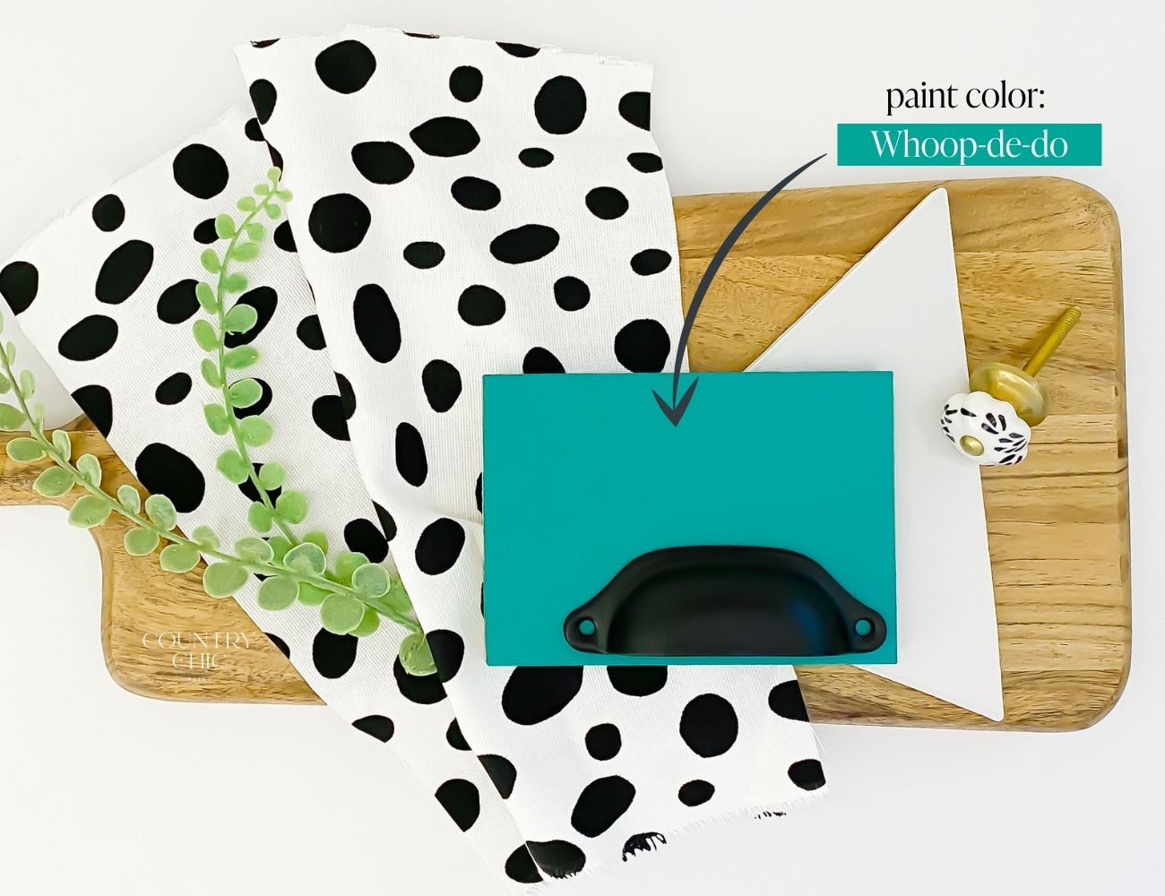 Mood board teal blue color inspiration with Whoop-de-do by Country Chic Paint