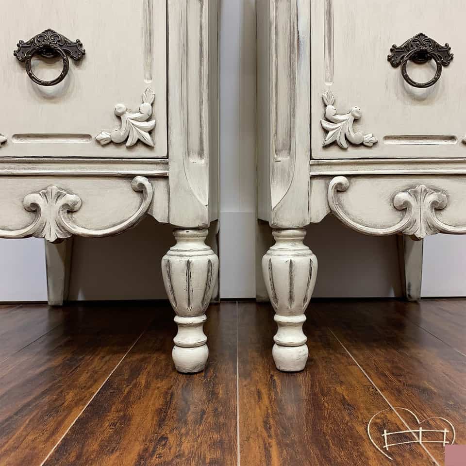 Off white vanity to nightstand upcycle transformation - diy upcycle project - eco-friendly furniture paint and furniture glaze from Country Chic Paint