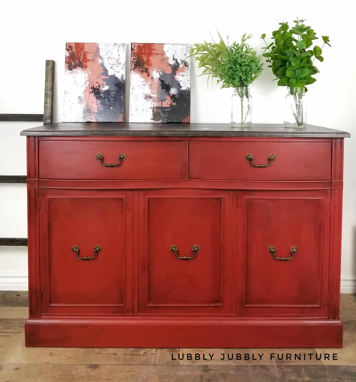 Paint the Town Red Painted buffet with eco-friendly furniture paint and black furniture wax