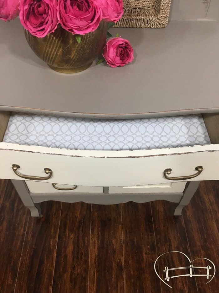 Shabby chic painted washstand in cream and brown - neutral painted cabinet with diy, eco-friendly furniture paint from Country Chic Paint