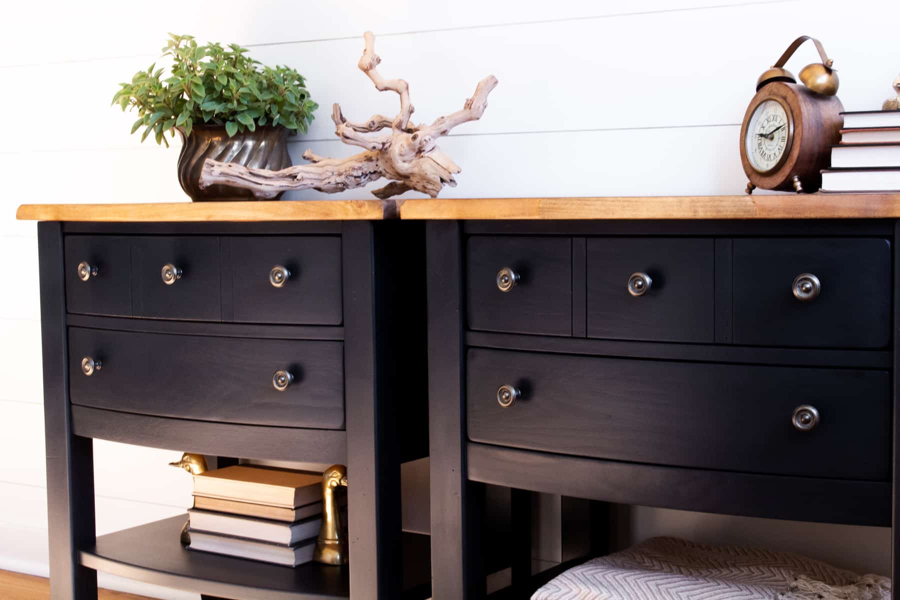 Sophisticated black end tables - painted with eco-friendly DIY furniture paint from Country Chic Paint