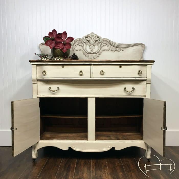 antique sideboard - buffet painted white with eco-friendly furniture paint and furniture glaze from Country Chic Paint