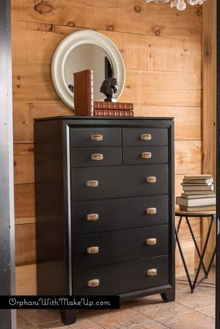 Elegant Black Sating #DIY #furniturepainting #satinfinish #paintedfurniture #homedecor #tallboy #modernfurniture - blog.countrychicpaint.com